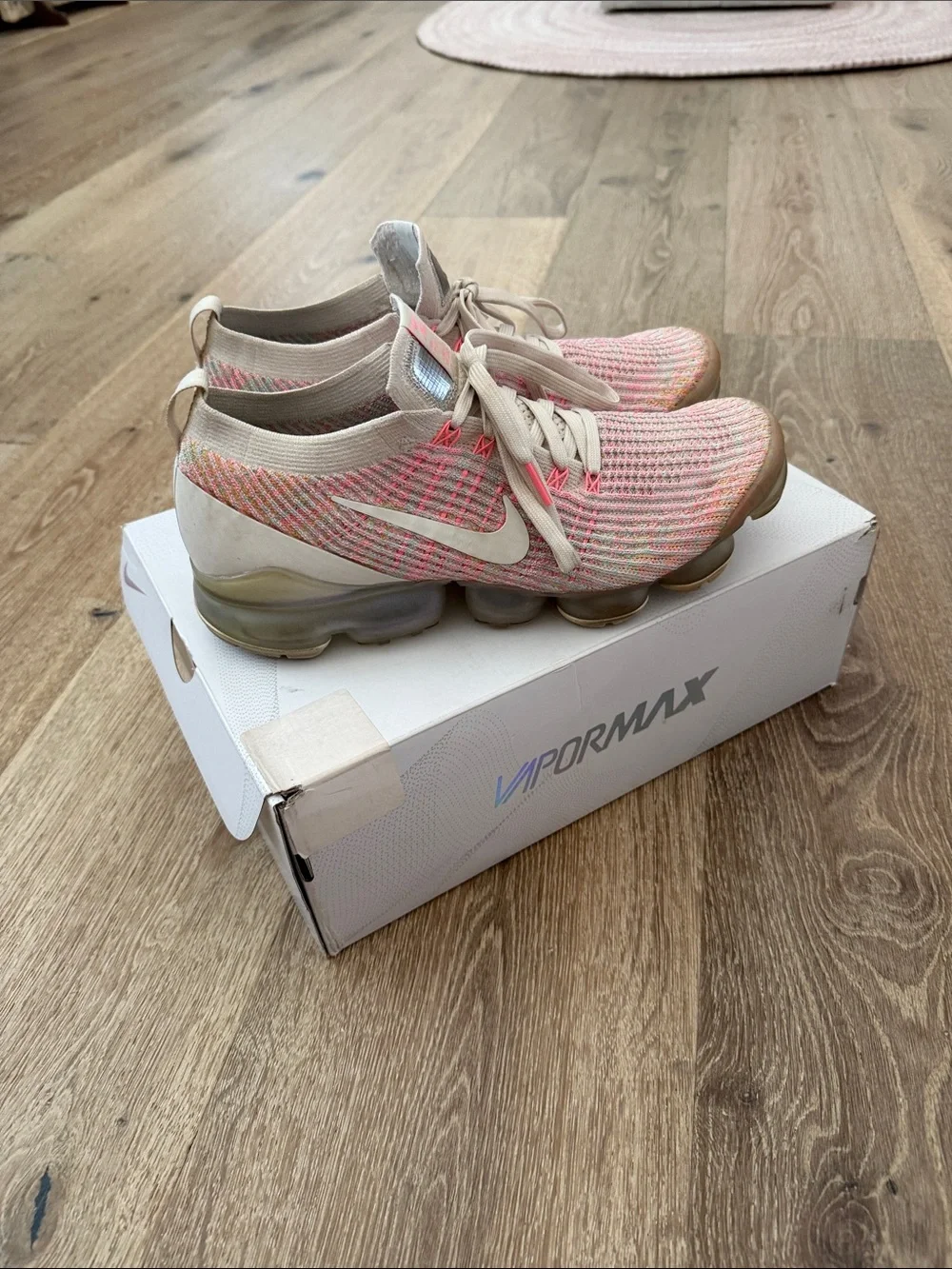 Nike  Pink and Cream Flyknit Sneakers